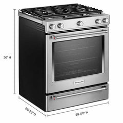 KitchenAid 6.5 cu. ft. Slide-In GAS Convection Range with Baking Drawer, Steam Rack in Stainless Steel