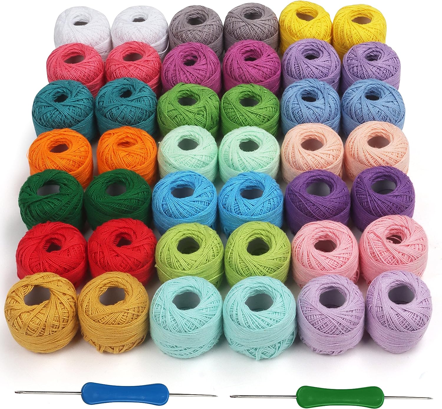 Colourful Crochet Yarn (42 Balls) - 2 Crochet Hooks Included (1mm & 2m –  RJP Unlimited
