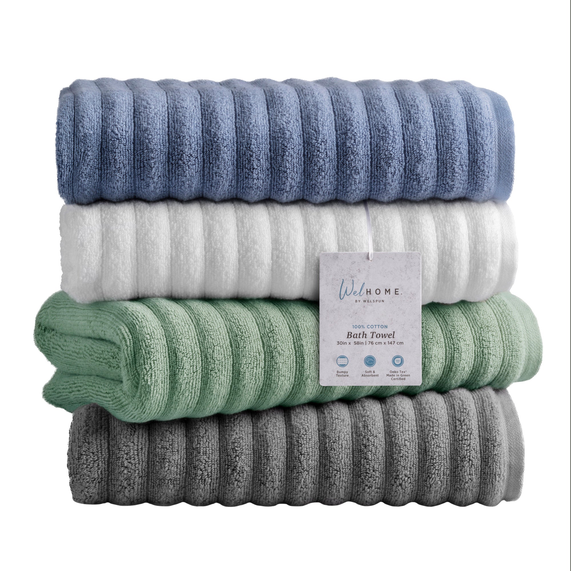 Welhome 100% Cotton Bumpy Textured Bath Towel 2-Piece Set – RJP Unlimited
