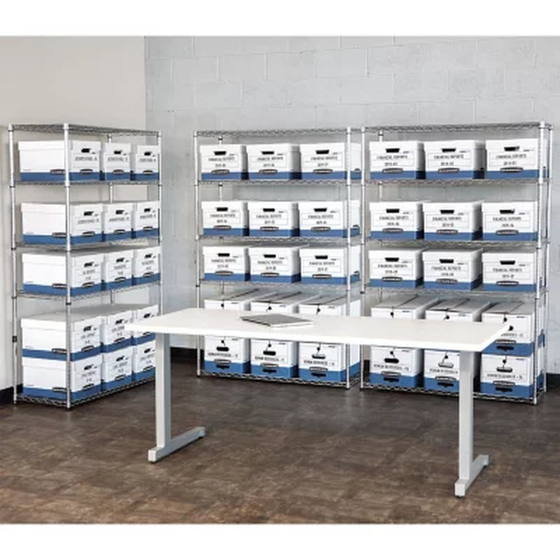 Bankers Box STOR/FILE Storage Box with Locking Lid, White/Blue (Legal, 12/Carton)