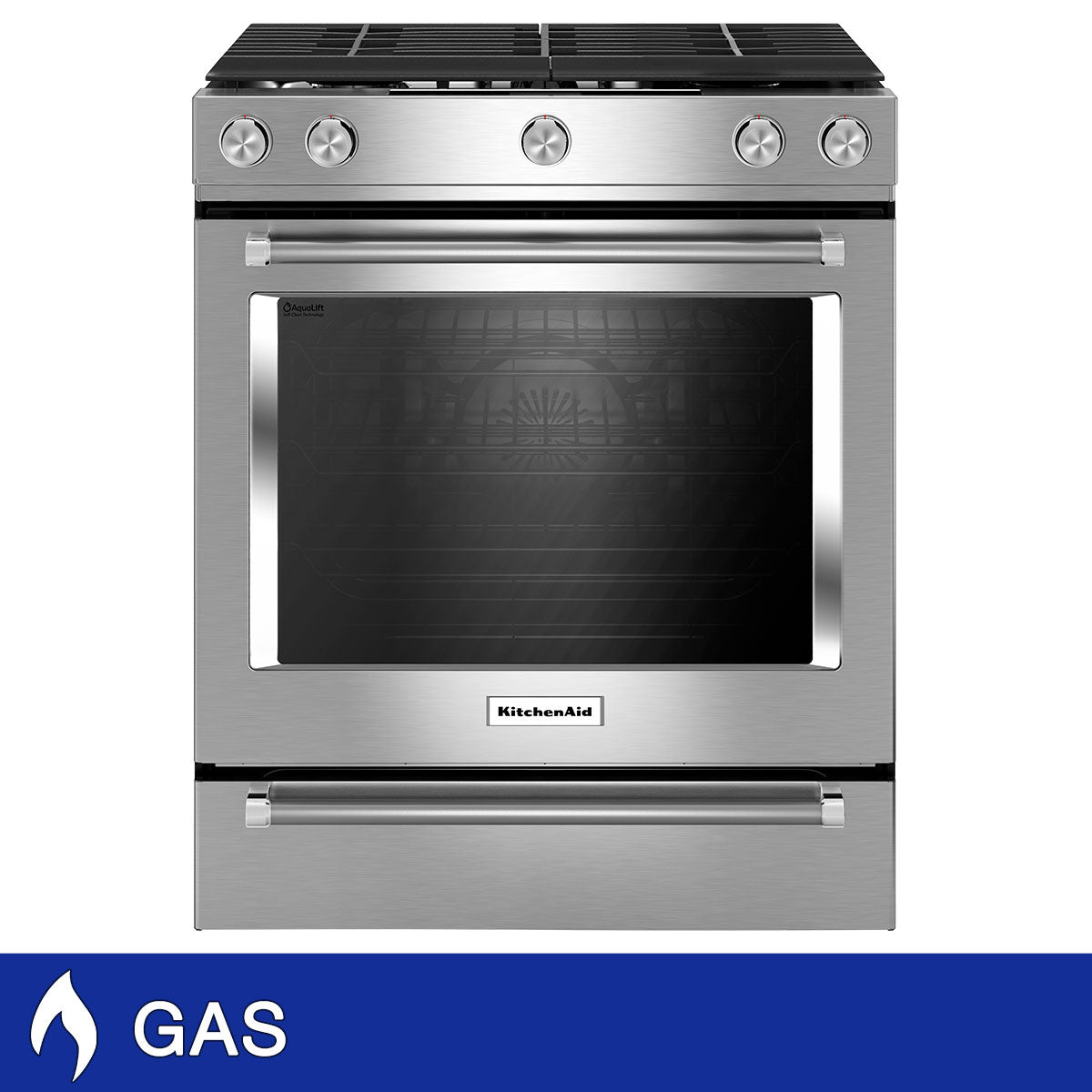 KitchenAid 5.8 cu. ft. Slide-In GAS Convection Range with Steam Rack Image