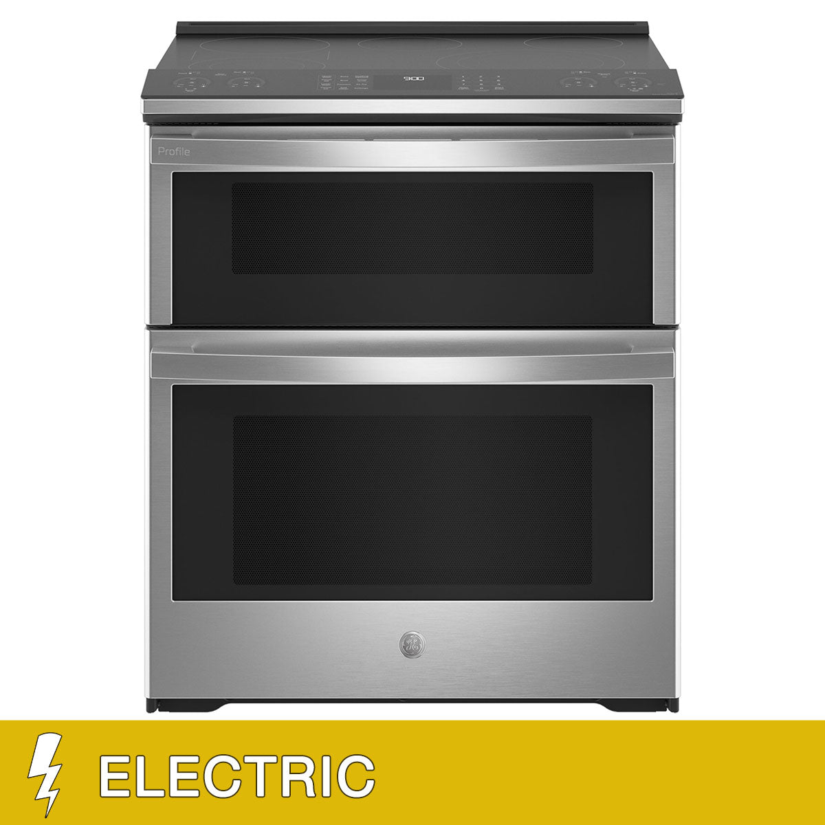 GE Profile 30 Inch. 6.6 cu. ft. ELECTRIC Smart Slide-In Convection Double Oven in Fingerprint Resistant Stainless Steel Image