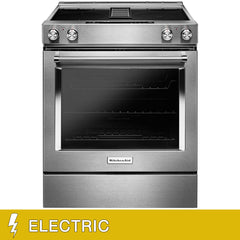 KitchenAid 6.4CuFt ELECTRIC Downdraft Slide-In Range in Stainless Steel Image