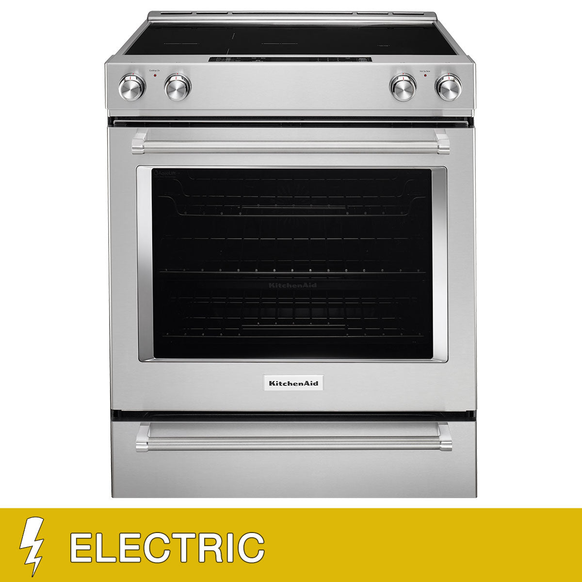 KitchenAid 5.8CuFt Slide-In ELECTRIC Convection Range with Baking Drawer, AquaLift Self Clean in Stainless Steel Image