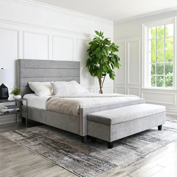 Athena Upholstered King Bed and Ottoman