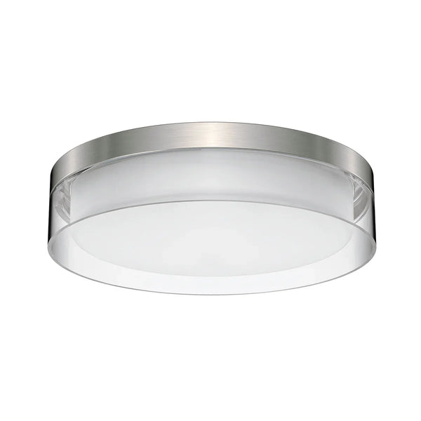 Energetic 14” Brushed Nickel Double Glass LED Flush Mount Light Fixture