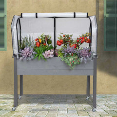 Self-Watering Elevated Spruce Planter with Greenhouse & Bug Cover