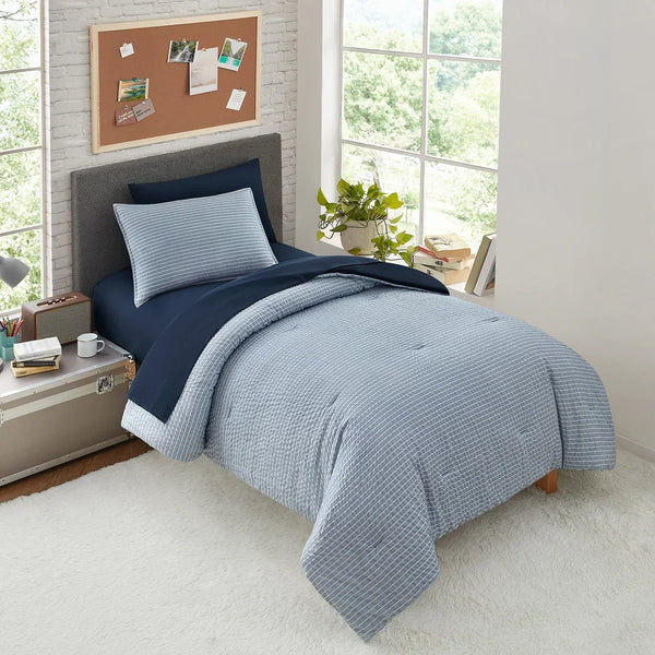 Daniela 5-piece Twin XL Microfiber Textured Comforter & Sheet Set