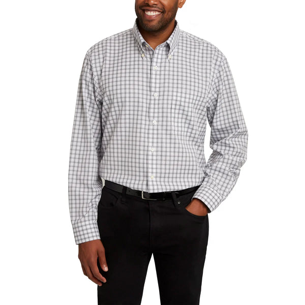 Kirkland Signature Men’s Traditional Fit Dress Shirt, Black Gray White Twill Check