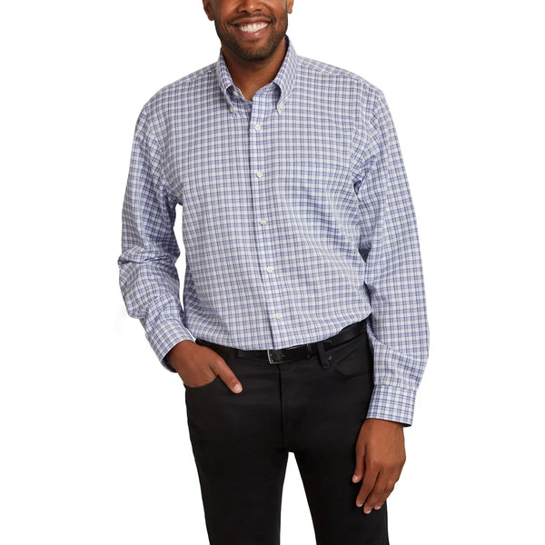 Kirkland Signature Men’s Traditional Fit Dress Shirt, Gray Blue Check