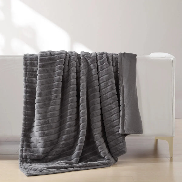 Jennifer Adams Luxe Faux Rabbit Fur Channel Throw