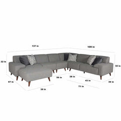 Mensa 5-piece Fabric Sectional with Ottoman