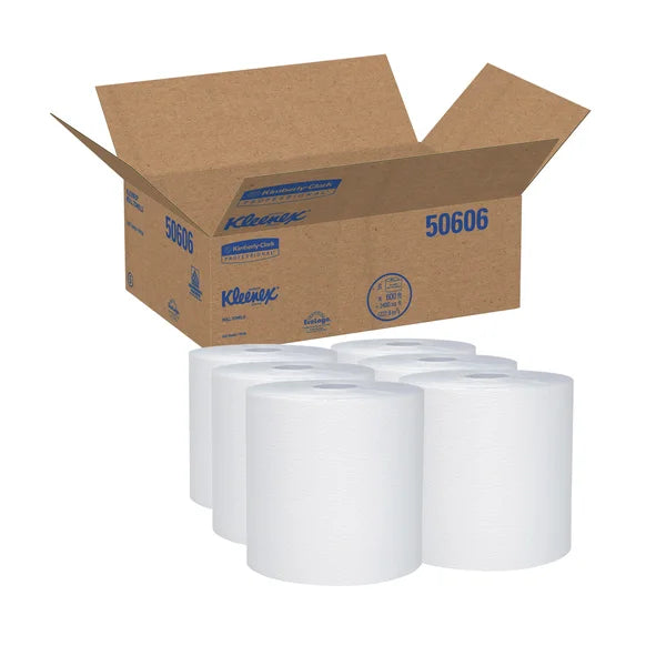 Kleenex Hard Roll Paper Towels 1-ply White, 600' per Roll, 6-count