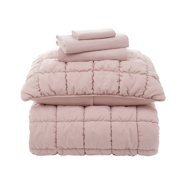 Puffy Comforter 5-piece Twin XL Microfiber Comforter & Sheet Set