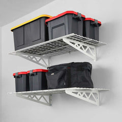 SafeRacks Wall Shelf Combo Kit, Two Shelves, Four Deck Hooks