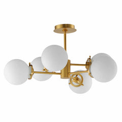 Bistro 6-Light Satin Brass Chandelier with LED Bulbs Included
