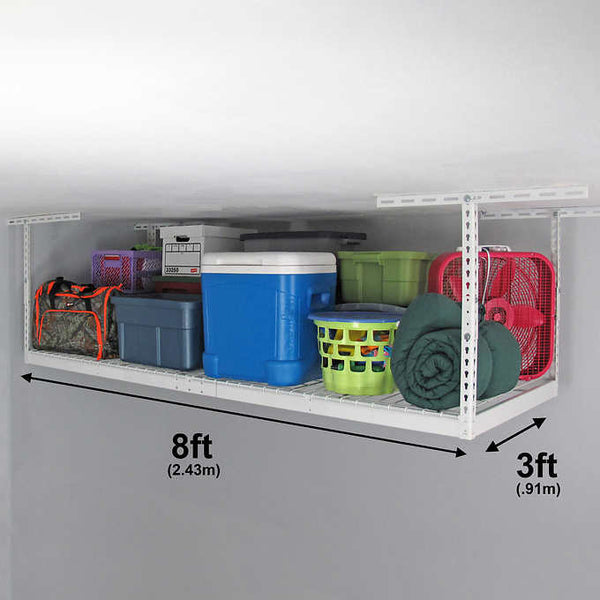 SafeRacks 3 ft x 8 ft Overhead Garage Storage Rack and Accessories Kit