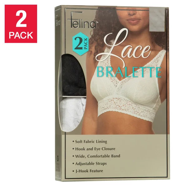 Felina Women's Lace Bralette, 2-pack