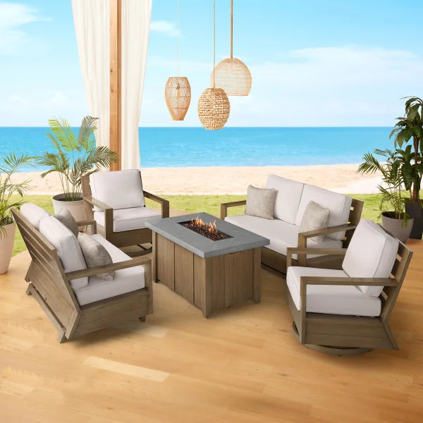 Agio Valmar 5-piece Outdoor Fire Seating Set
