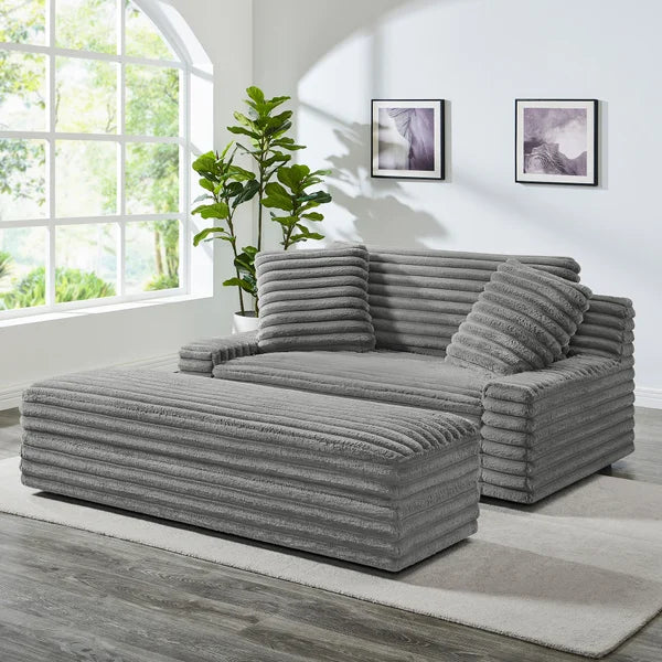Thomasville Wills Fabric Oversize Chair and Storage Ottoman