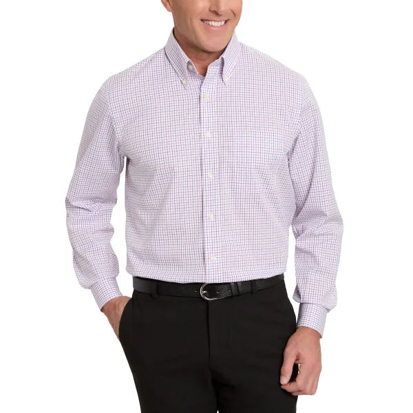 Kirkland Signature Men’s Traditional Fit Dress Shirt, Red Blue Grid