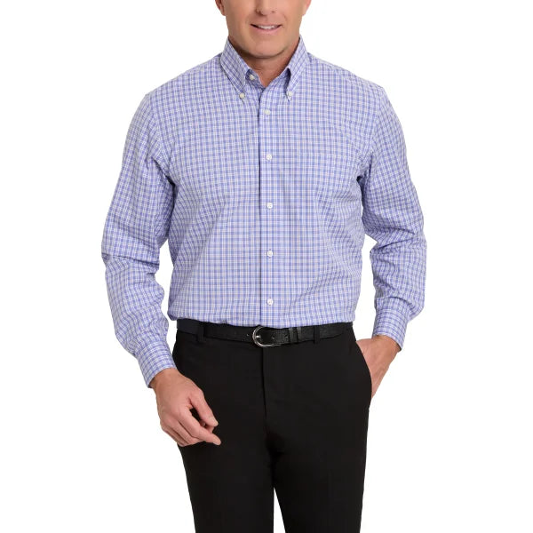 Kirkland Signature Men’s Traditional Fit Dress Shirt, Blue Orange Plaid