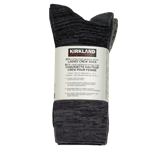 Women's Extra-Fine Merino Wool Blend Crew Sock, 4-pair