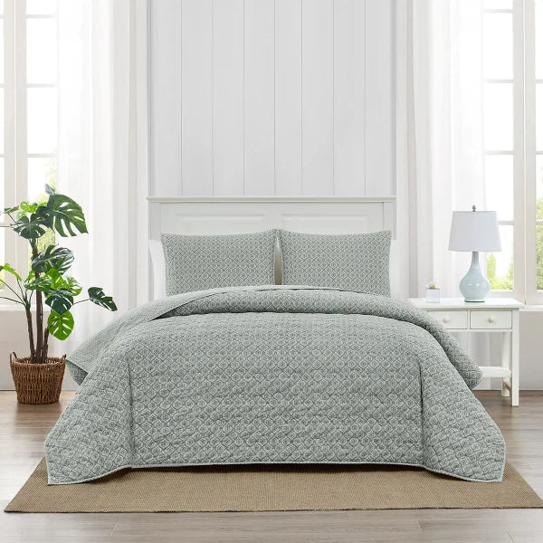 Caro Home 3-piece Cotton Quilt Set, Priya Sage