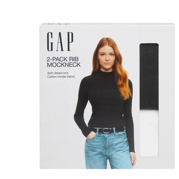 Gap Women's Ribbed Mockneck Long Sleeve T-shirt, 2-pack