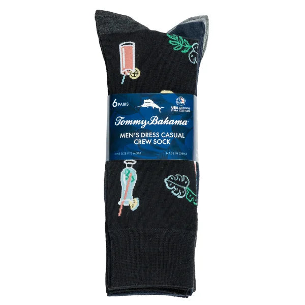 Tommy Bahama Men's Dress Casual Crew Sock, 6-pair