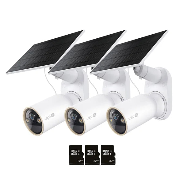 TP-Link Tapo 4K HD Solar Security Camera Kit - No Monthly Fees, 3-pack