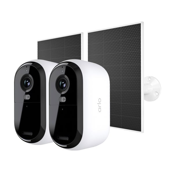 Arlo Essential Camera 2K (3rd Gen), 2-pack plus 2 Solar Panel chargers