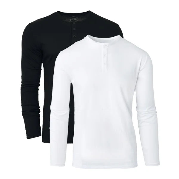 True Classic Men’s Long Sleeve Henley, 2-pack