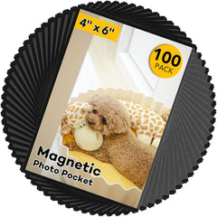 Magnetic Picture Frames 100 Packs-Fridge Magnetic Photo Frames-Holds 4 x 6 Inches Photos,Black
