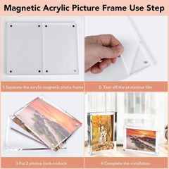 6 Packs 5x7 Inches Acrylic Picture Frame, Magnetic Acrylic Picture Photo Frame，Double Sided Clear Frameless Photo Frame with Magnetic Desktop Transparent for display Picture、photos
