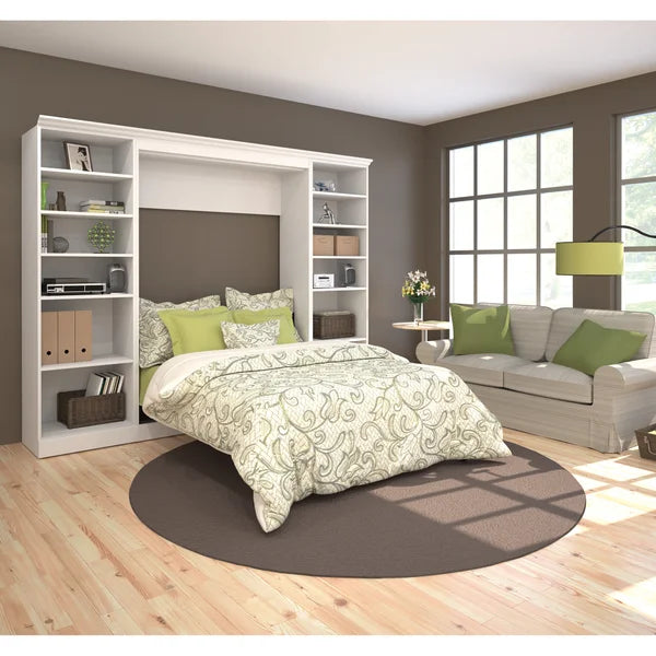 Bestar Audrea Full Wall Bed with Two 25" Storage Units in White