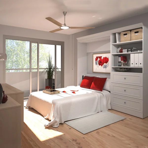 Bestar Audrea Full Wall Bed with 36" Storage Unit in White