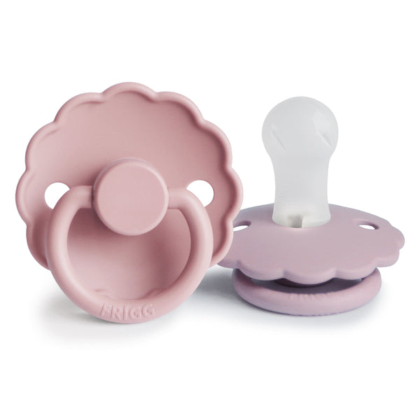 FRIGG Daisy Silicone Pacifier 2-Pack (Baby Pink/Soft Lilac)