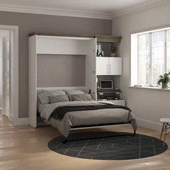 Orion Full Wall Bed and Shelving Unit with Fold-Out Desk
