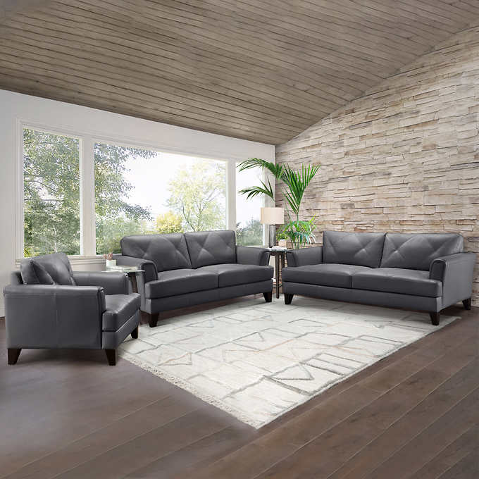 Swinton 3-piece Leather Sofa, Loveseat and Chair Set