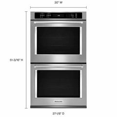 KitchenAid 5.0 cu. ft. Upper and 5.0 cu. ft. Lower Capacity Double Wall Oven with Even-Heat True Convection