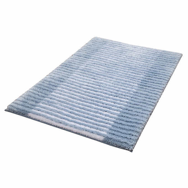 Textured Stripe Microfiber Bath Rug