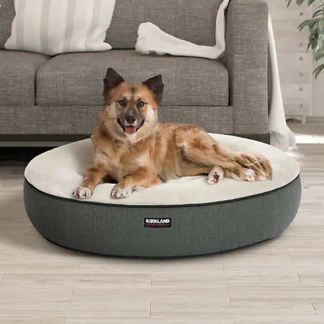 40” Round Nest Pet Bed, Gray Geometric