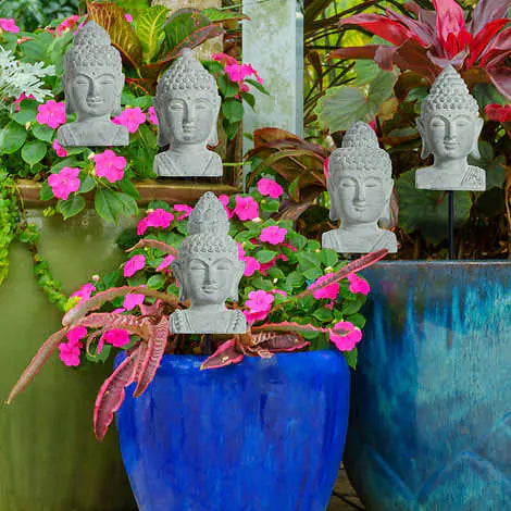 Buddha Planter Stakes, 5-pack