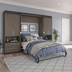 Orion Full Wall Bed with 2 Storage Cabinets and Nightstands