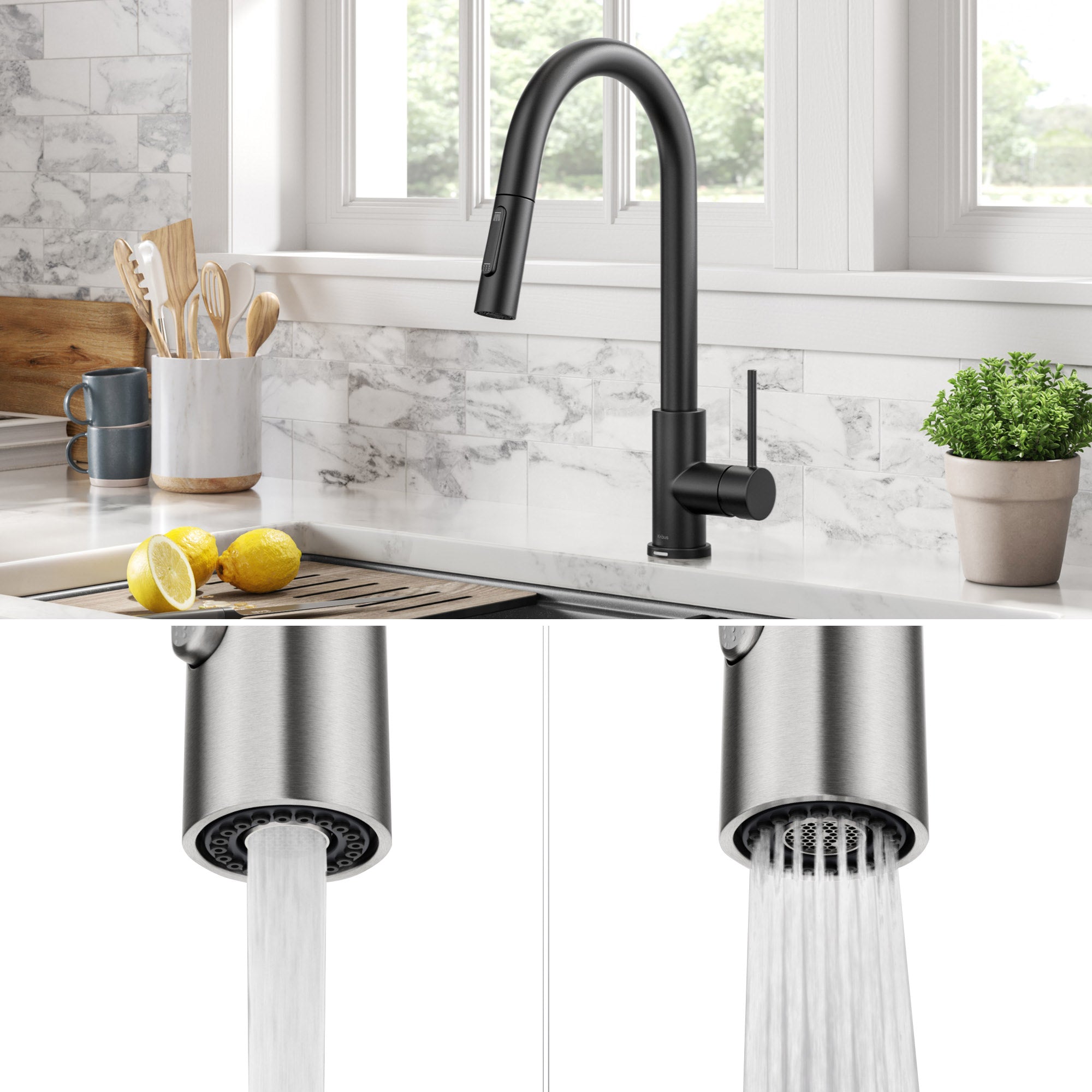 Contemporary Single-Handle Touch Kitchen Sink Faucet with Pull down Sprayer