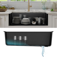 32" Undermount Single Bowl Granite Kitchen Sink with Commercial Kitchen Faucet