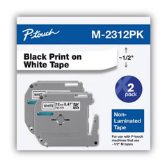 Brother Genuine P-Touch M-Series Tape, M2312PK, 1/2In. X 26.2Ft, Black on White, 2Pk.