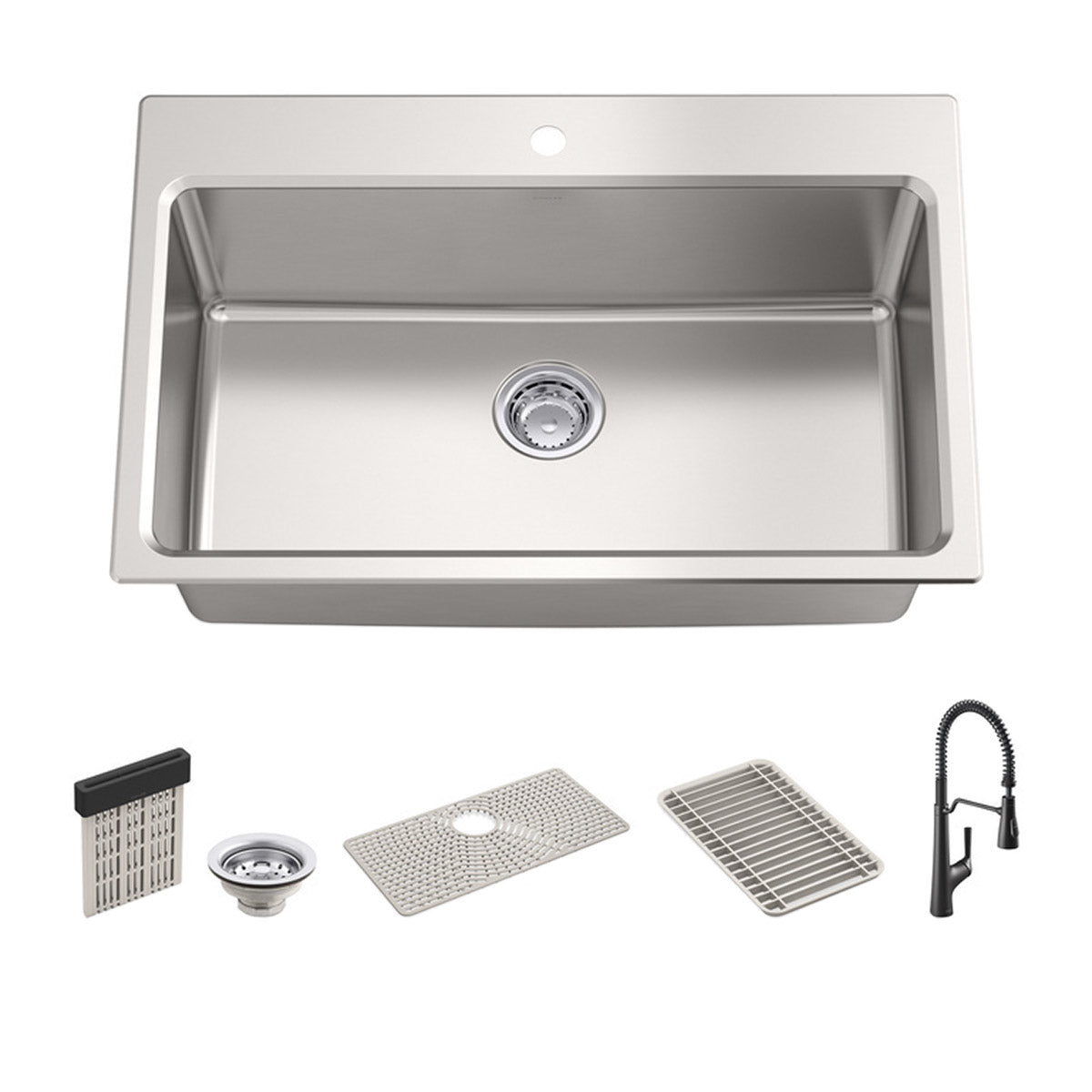 Pro-Function Kitchen Sink Kit - with Vibrant Stainless or Matte Black Faucet