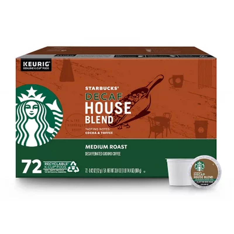 Starbucks Decaf Medium Roast K-Cup Coffee Pods, House Blend (72 Ct.)